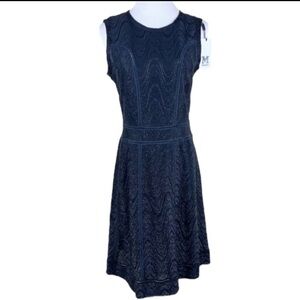 M Missoni Textured Sleeveless Semi Sheer Lined Dress Shimmer Black